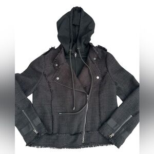 CENTRAL PARK WEST crop tweed dickie blazer jacket Black Hoodie